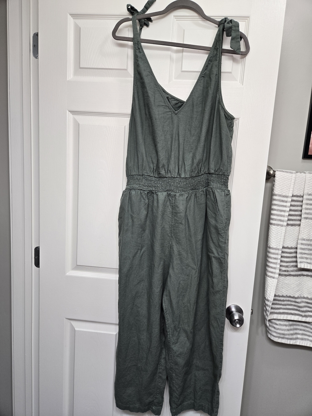 a new day Sage Green Tie-Strap Jumpsuit